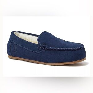 Lands End Kids Fuzzy Lined Suede Moccasin Slippers